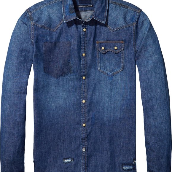 COPY - Scotch and Soda Blauw Sawtooth Dress Shirt - Picture 1 of 5